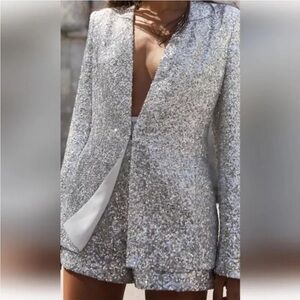 Zara 2-piece set SEQUINED BLAZER and SHORTS